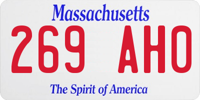 MA license plate 269AH0