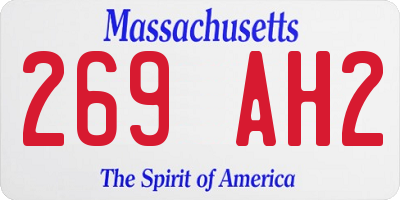 MA license plate 269AH2