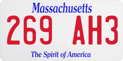 MA license plate 269AH3