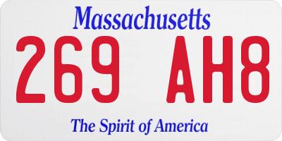 MA license plate 269AH8
