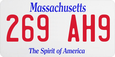 MA license plate 269AH9