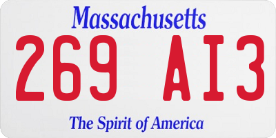 MA license plate 269AI3