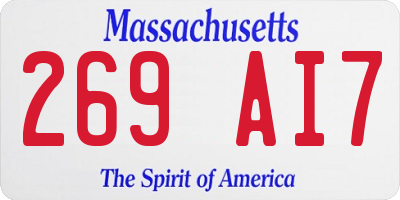 MA license plate 269AI7