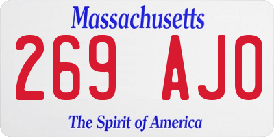 MA license plate 269AJ0