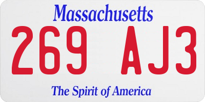 MA license plate 269AJ3