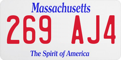 MA license plate 269AJ4