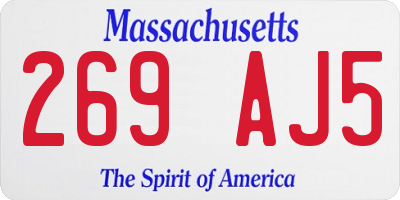 MA license plate 269AJ5