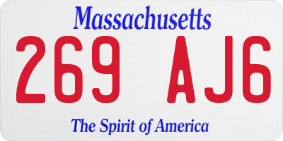 MA license plate 269AJ6