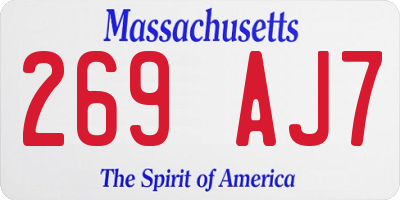 MA license plate 269AJ7