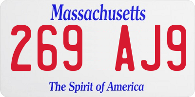 MA license plate 269AJ9
