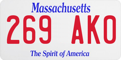 MA license plate 269AK0