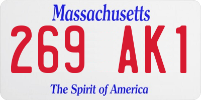 MA license plate 269AK1