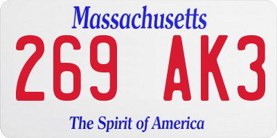 MA license plate 269AK3