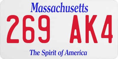 MA license plate 269AK4