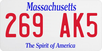 MA license plate 269AK5