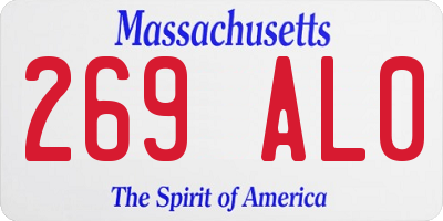 MA license plate 269AL0