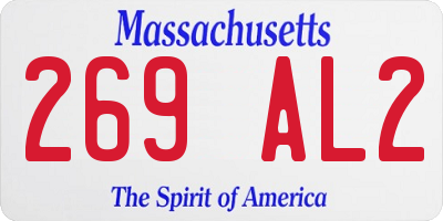 MA license plate 269AL2