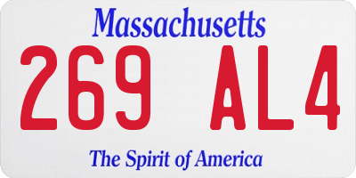 MA license plate 269AL4