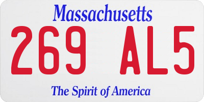 MA license plate 269AL5