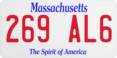 MA license plate 269AL6