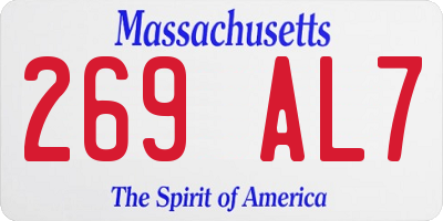 MA license plate 269AL7