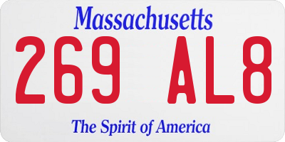 MA license plate 269AL8