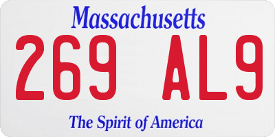 MA license plate 269AL9