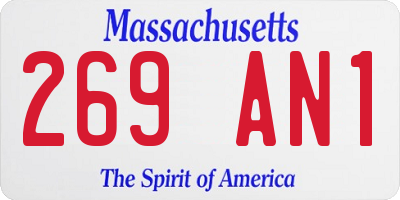 MA license plate 269AN1