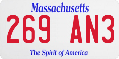 MA license plate 269AN3