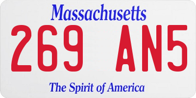 MA license plate 269AN5
