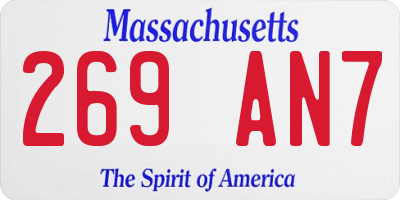 MA license plate 269AN7