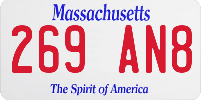 MA license plate 269AN8