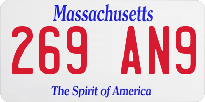 MA license plate 269AN9