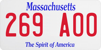 MA license plate 269AO0