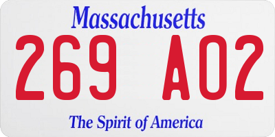 MA license plate 269AO2