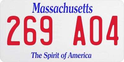 MA license plate 269AO4