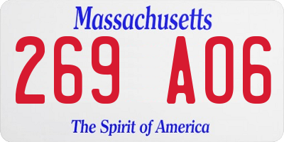 MA license plate 269AO6