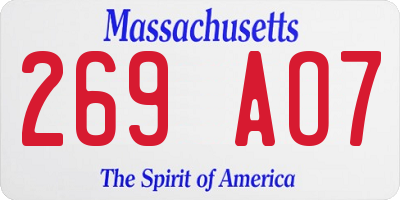 MA license plate 269AO7