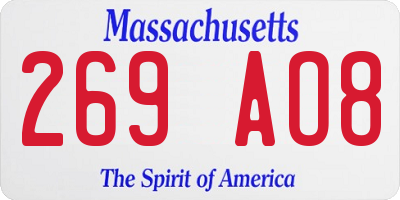 MA license plate 269AO8