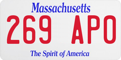 MA license plate 269AP0
