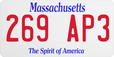 MA license plate 269AP3