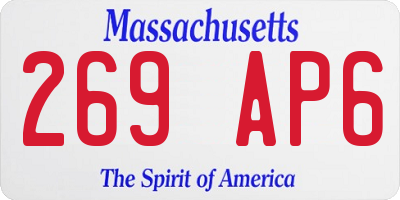 MA license plate 269AP6