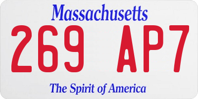 MA license plate 269AP7