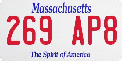MA license plate 269AP8