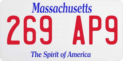 MA license plate 269AP9