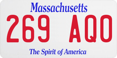MA license plate 269AQ0