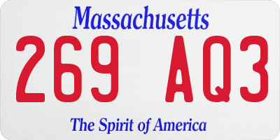 MA license plate 269AQ3
