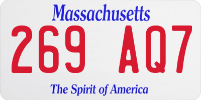 MA license plate 269AQ7