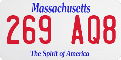 MA license plate 269AQ8