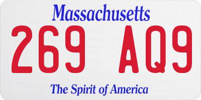 MA license plate 269AQ9